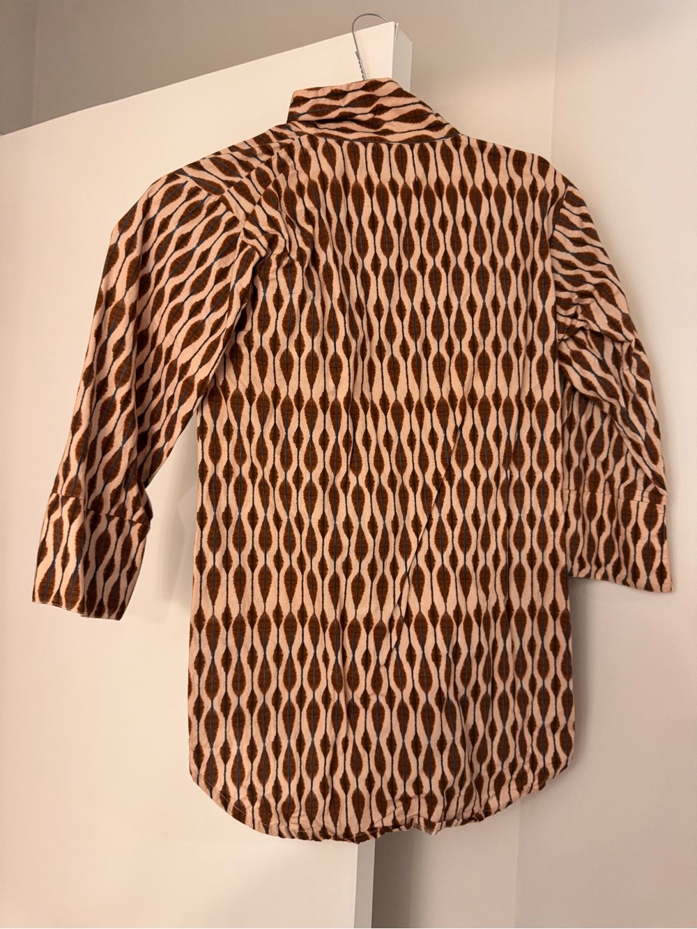 Victoria Dunn Brown and Cream Geometric Button-Down Shirt
